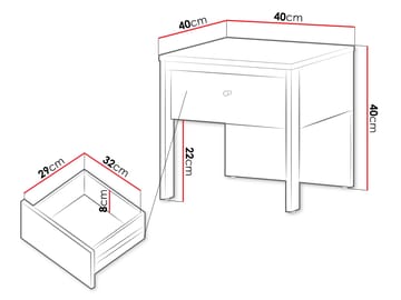 Navron Nattbord 40 cm - Beige/Svart - Møbler - Bord - Avlastningsbord & sidobord - Sengebord & nattbord