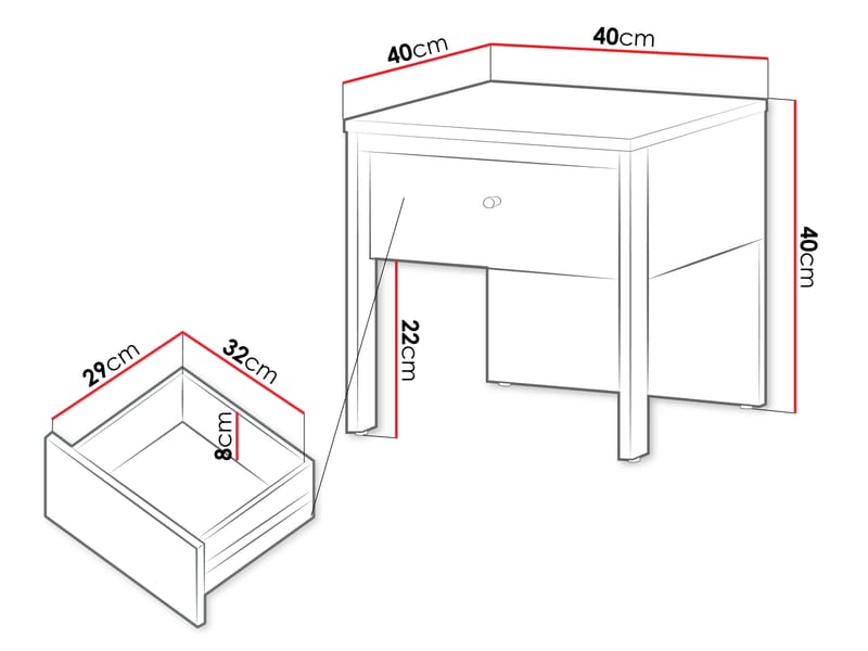 Navron Nattbord 40 cm - Beige/Svart - Møbler - Bord - Avlastningsbord & sidobord - Sengebord & nattbord