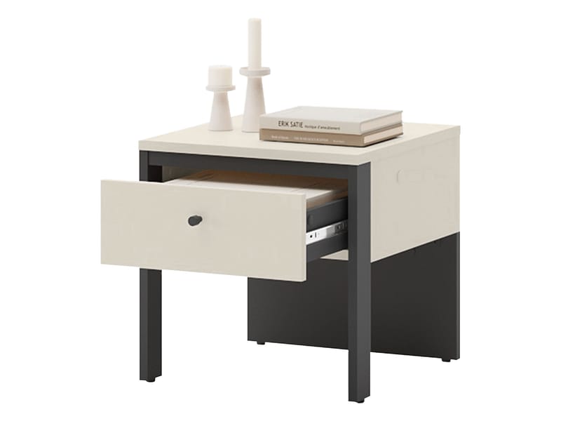 Navron Nattbord 40 cm - Beige/Svart - Møbler - Bord - Avlastningsbord & sidobord - Sengebord & nattbord