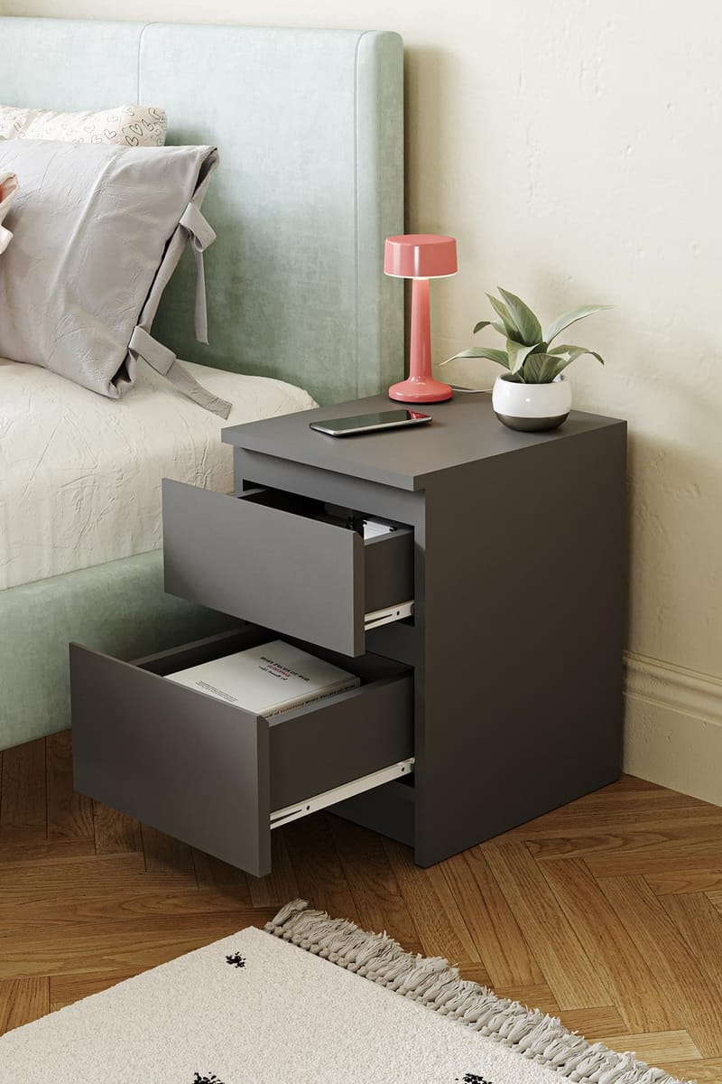 Nightstand Hanah Home Antrasitt - Antrasitt - Møbler - Bord - Avlastningsbord & sidobord - Sengebord & nattbord