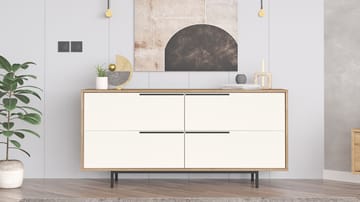 Nilena Konsoll 160x74,3x44,5 cm - Eik og hvit - Møbler - Bord - Avlastningsbord & sidobord - Konsollbord & gangbord