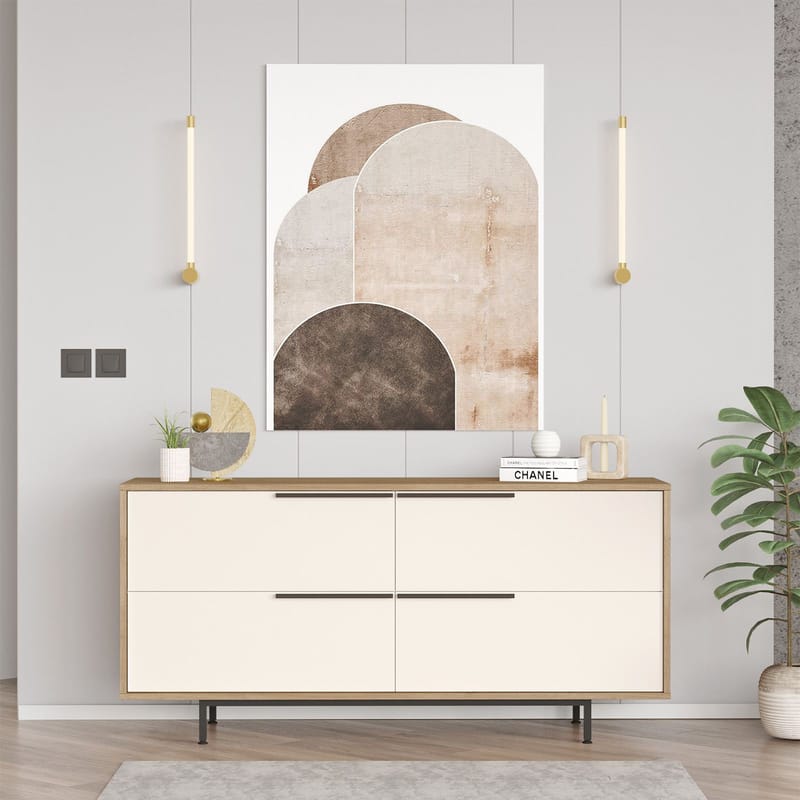 Nilena Konsoll 160x74,3x44,5 cm - Eik og hvit - Møbler - Bord - Avlastningsbord & sidobord - Konsollbord & gangbord