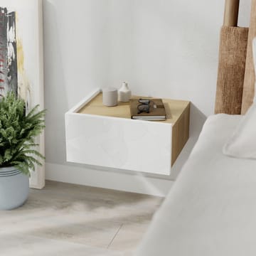 Nilena Veggmontert Nattbord 38 cm med Tre- og Eikutseende, Oppbevaring med Skuff - Hvit/Beige - Møbler - Bord - Avlastningsbord & sidobord - Sengebord & nattbord