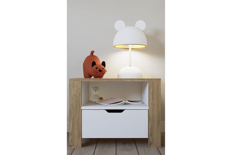 Nordhs Nattbord 60 cm - Lys brun/Hvit - Møbler - Bord - Avlastningsbord & sidobord - Sengebord & nattbord