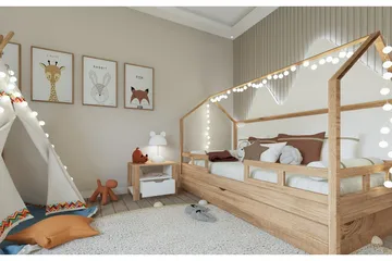 Nordhs Nattbord 60 cm - Lys brun/Hvit - Møbler - Bord - Avlastningsbord & sidobord - Sengebord & nattbord