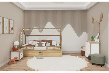 Nordhs Nattbord 60 cm - Lys brun/Hvit - Møbler - Bord - Avlastningsbord & sidobord - Sengebord & nattbord