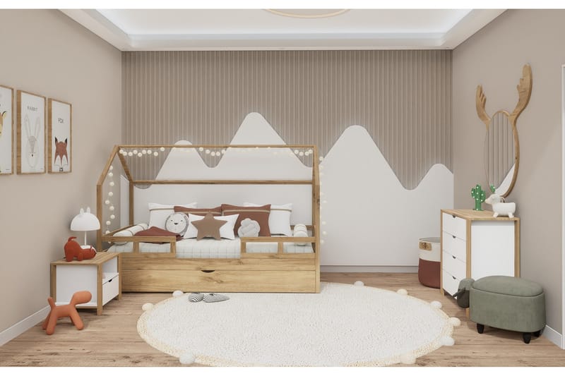 Nordhs Nattbord 60 cm - Lys brun/Hvit - Møbler - Bord - Avlastningsbord & sidobord - Sengebord & nattbord