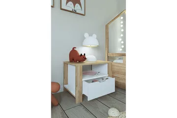 Nordhs Nattbord 60 cm - Lys brun/Hvit - Møbler - Bord - Avlastningsbord & sidobord - Sengebord & nattbord