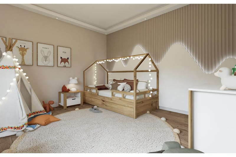 Nordhs Nattbord 60 cm - Lys brun/Hvit - Møbler - Bord - Avlastningsbord & sidobord - Sengebord & nattbord