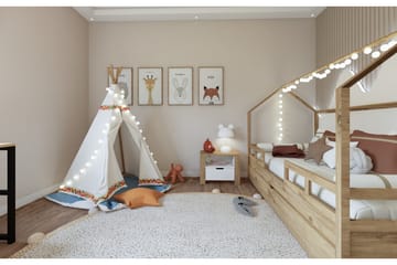 Nordhs Nattbord 60 cm - Lys brun/Hvit - Møbler - Bord - Avlastningsbord & sidobord - Sengebord & nattbord