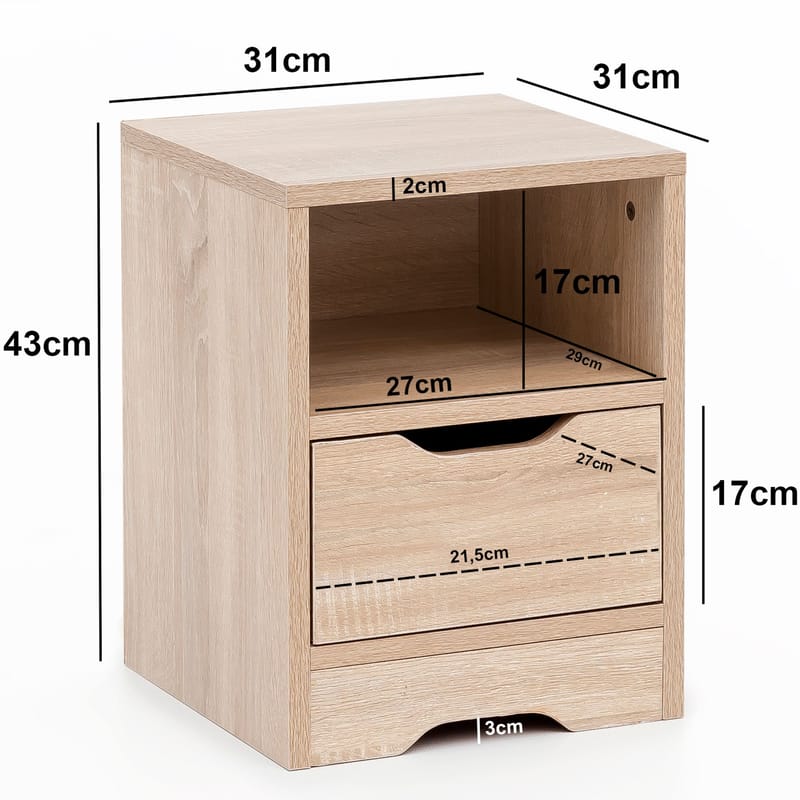Norira Nattbord 31 cm - lys eik - Møbler - Bord - Avlastningsbord & sidobord - Sengebord & nattbord
