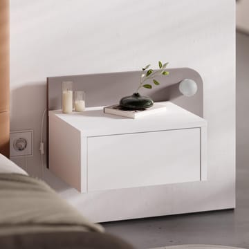 Nosina Veggmontert Nattbord 52 cm, Oppbevaring med Skuff og LED-belysning - Hvit/Brun - Møbler - Bord - Avlastningsbord & sidobord - Sengebord & nattbord