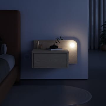 Nosina Veggmontert Nattbord 52 cm med Tre- og Eikeutseende, Oppbevaring med Skuff og LED-belysning - Beige - Møbler - Bord - Avlastningsbord & sidobord - Sengebord & nattbord