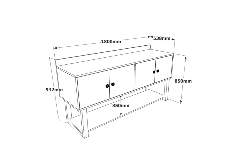 Numandro Avlastningsbord 180 cm - Teak / Antrasitt - Møbler - Bord - Avlastningsbord & sidobord - Konsollbord & gangbord