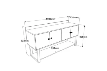 Numandro Avlastningsbord 180 cm - Teak / Antrasitt - Møbler - Bord - Avlastningsbord & sidobord - Konsollbord & gangbord