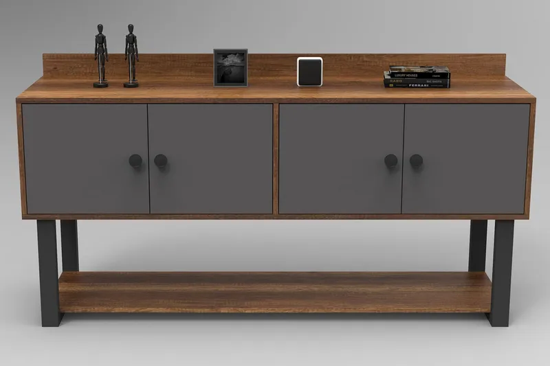 Numandro Avlastningsbord 180 cm - Teak / Antrasitt - Møbler - Bord - Avlastningsbord & sidobord - Konsollbord & gangbord