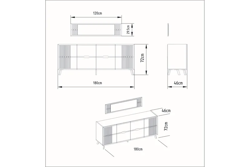 Ocotla Sidebord 180 cm - Hvit - Møbler - Bord - Avlastningsbord & sidobord - Konsollbord & gangbord