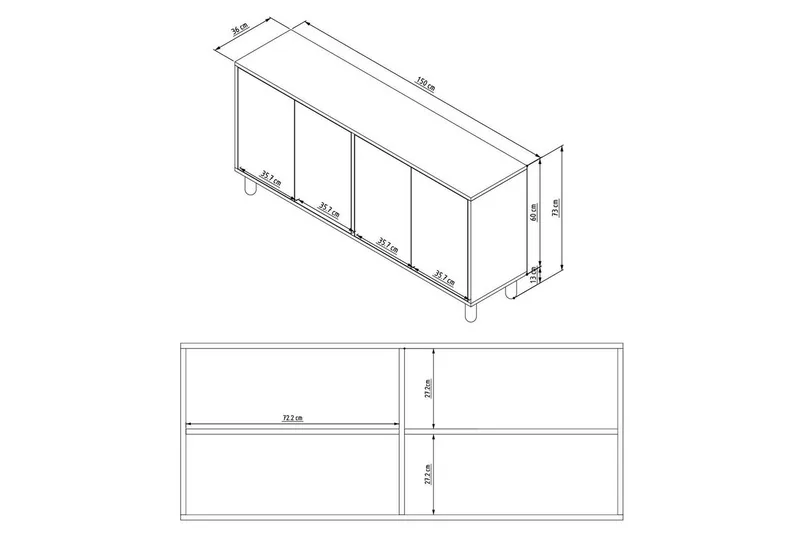 Ovrin Konsollbord 150 cm - Hvit - Møbler - Bord - Avlastningsbord & sidobord - Konsollbord & gangbord
