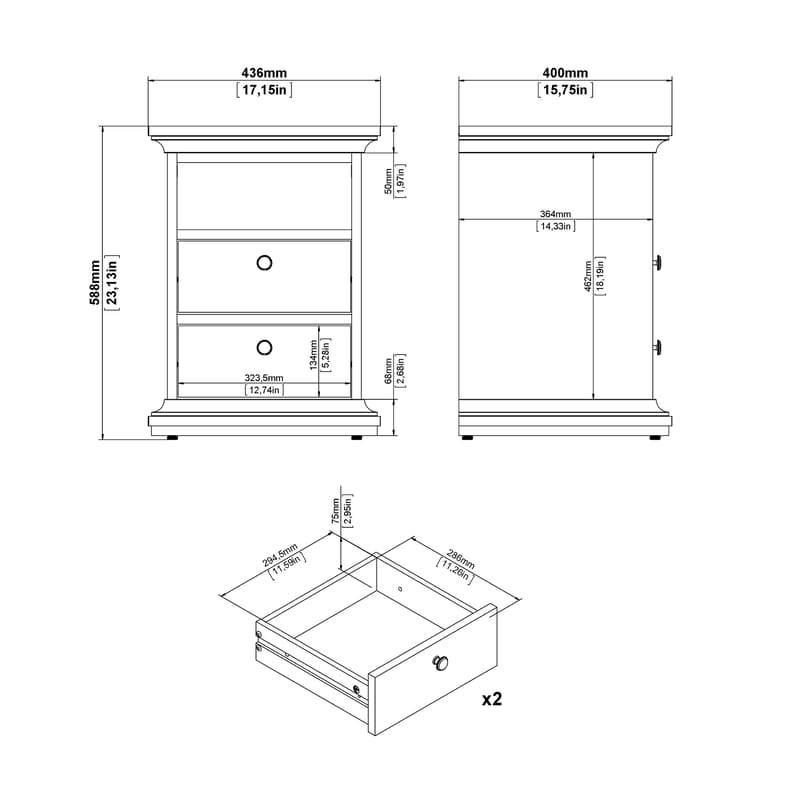 Paris Nattbord 43x40x59 cm - Møbler - Bord - Avlastningsbord & sidobord - Sengebord & nattbord