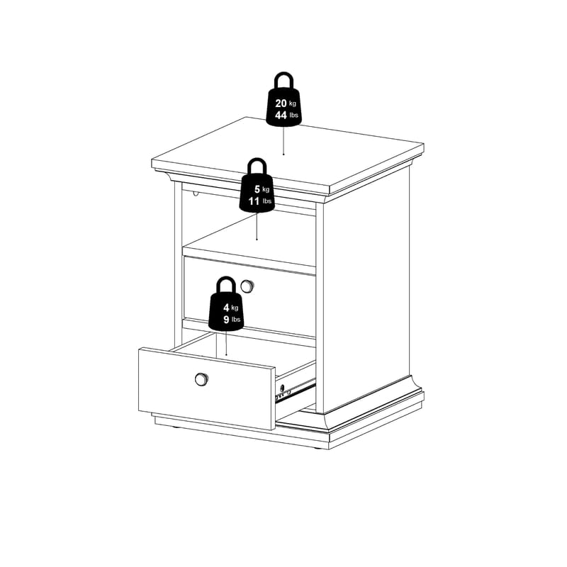 Paris Nattbord 43x40x59 cm - Møbler - Bord - Avlastningsbord & sidobord - Sengebord & nattbord