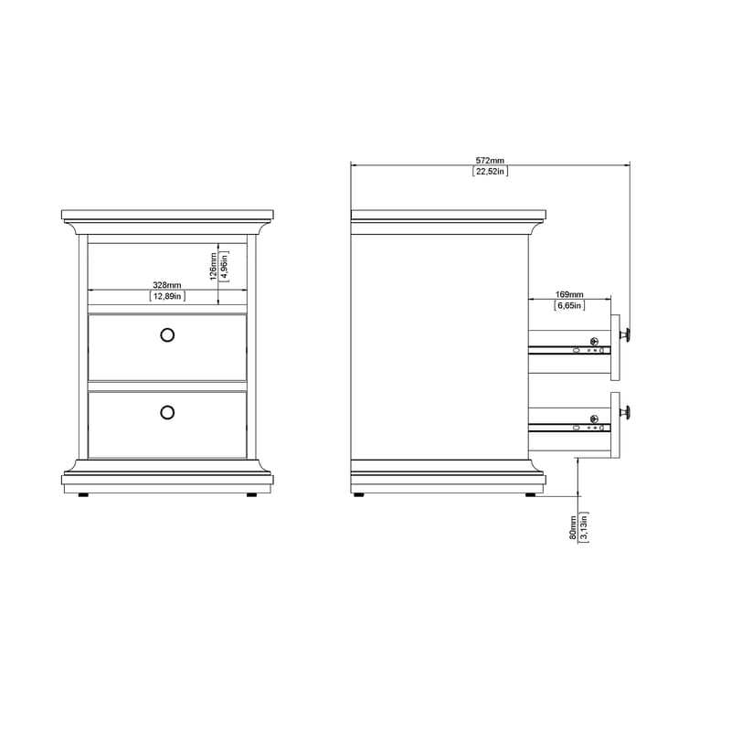 Paris Nattbord 43x40x59 cm - Møbler - Bord - Avlastningsbord & sidobord - Sengebord & nattbord