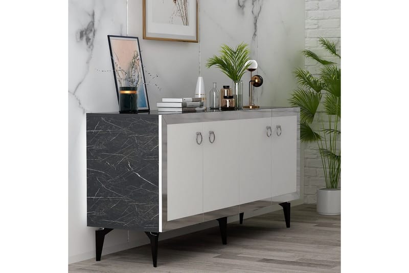 Petrolla Konsollbord 150 cm - Svart/Hvit/Sølv - Møbler - Bord - Avlastningsbord & sidobord - Konsollbord & gangbord