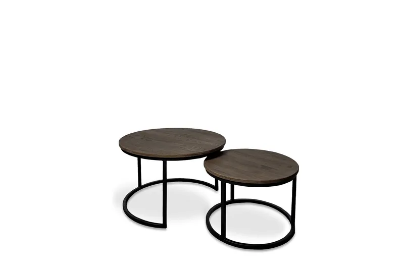 Portland Satsbord 75 cm Rundt i heltre, Mørk brun/Svart