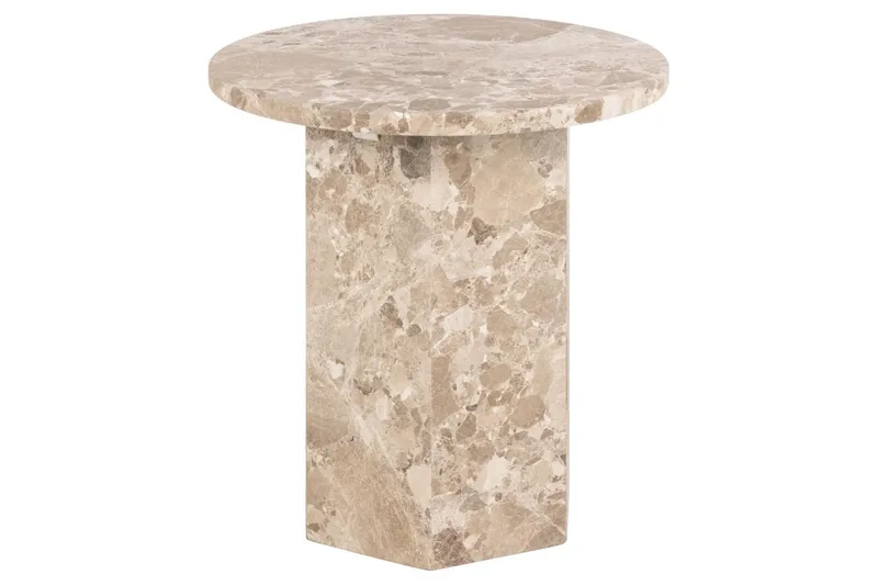 Prisa Rundt Sidebord i Marmorstein 50 cm, Beige