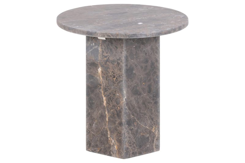 Prisa Rundt Sidebord i Marmorstein 50 cm, Grå / Brun