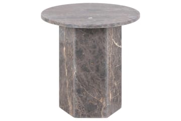 Prisa Rundt Sidebord i Marmorstein 50 cm - Grå / Brun - Møbler - Bord - Avlastningsbord & sidobord - Lampebord & sidebord