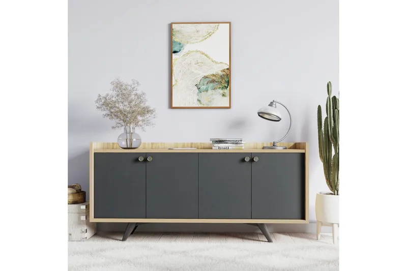 Qeleddun Avlastningsbord 150 cm - Antrasitt/Natur - Møbler - Bord - Avlastningsbord & sidobord - Konsollbord & gangbord