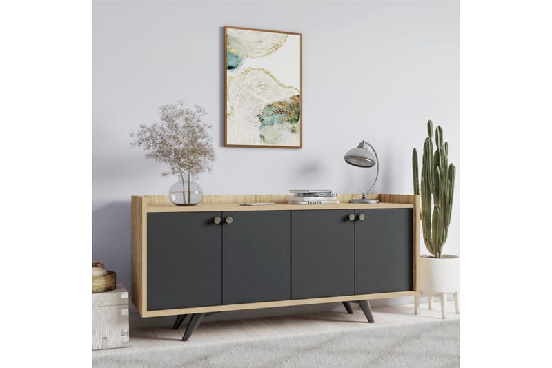 Qeleddun Avlastningsbord 150 cm - Antrasitt/Natur - Møbler - Bord - Avlastningsbord & sidobord - Konsollbord & gangbord