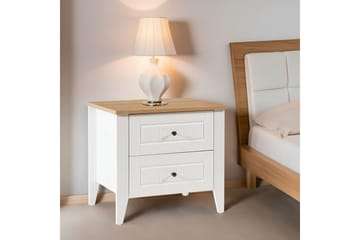 Ranko Nattbord 60 cm - Mellomfarget tre/Hvit - Møbler - Bord - Avlastningsbord & sidobord - Sengebord & nattbord