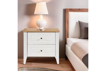 Ranko Nattbord 60 cm - Mellomfarget tre/Hvit - Møbler - Bord - Avlastningsbord & sidobord - Sengebord & nattbord