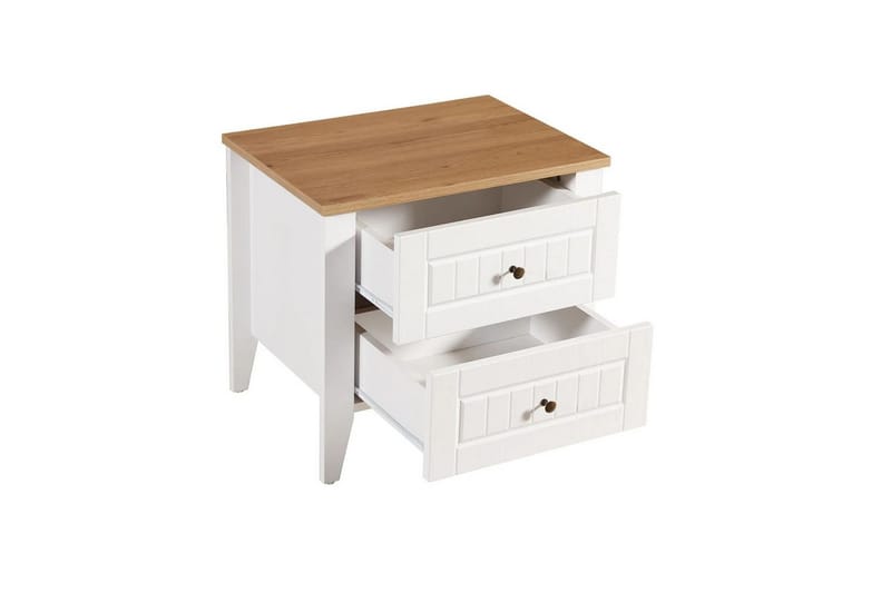 Ranko Nattbord 60 cm - Mellomfarget tre/Hvit - Møbler - Bord - Avlastningsbord & sidobord - Sengebord & nattbord