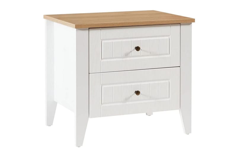 Ranko Nattbord 60 cm - Mellomfarget tre/Hvit - Møbler - Bord - Avlastningsbord & sidobord - Sengebord & nattbord