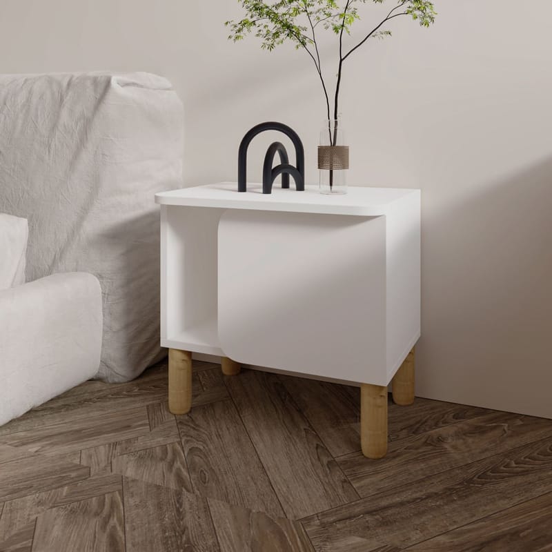 Relento Nattbord 50 cm, Åpen Oppbevaring - Hvit - Møbler - Bord - Avlastningsbord & sidobord - Sengebord & nattbord