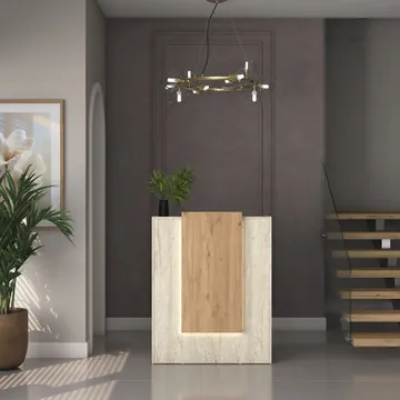 Resepsjonsbord Wallxpert Cleo Shelf (90 x 110 x 40 cm) travertin valnøtt - Travertin og valnøtt - Møbler - Bord - Avlastningsbord & sidobord - Konsollbord & gangbord