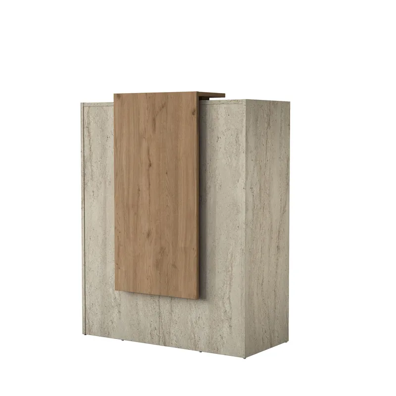 Resepsjonsbord Wallxpert Cleo Shelf (90 x 110 x 40 cm) travertin valnøtt - Travertin og valnøtt - Møbler - Bord - Avlastningsbord & sidobord - Konsollbord & gangbord