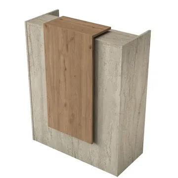 Resepsjonsbord Wallxpert Cleo Shelf (90 x 110 x 40 cm) travertin valnøtt - Travertin og valnøtt - Møbler - Bord - Avlastningsbord & sidobord - Konsollbord & gangbord