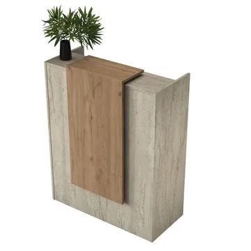Resepsjonsbord Wallxpert Cleo Shelf (90 x 110 x 40 cm) travertin valnøtt - Travertin og valnøtt - Møbler - Bord - Avlastningsbord & sidobord - Konsollbord & gangbord