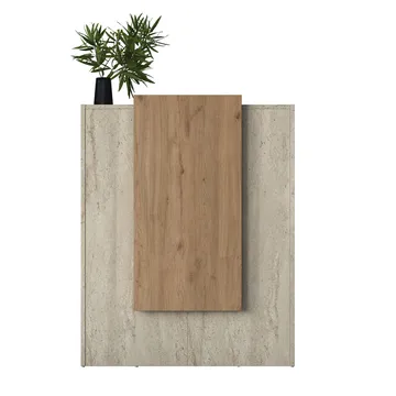 Resepsjonsbord Wallxpert Cleo Shelf (90 x 110 x 40 cm) travertin valnøtt - Travertin og valnøtt - Møbler - Bord - Avlastningsbord & sidobord - Konsollbord & gangbord