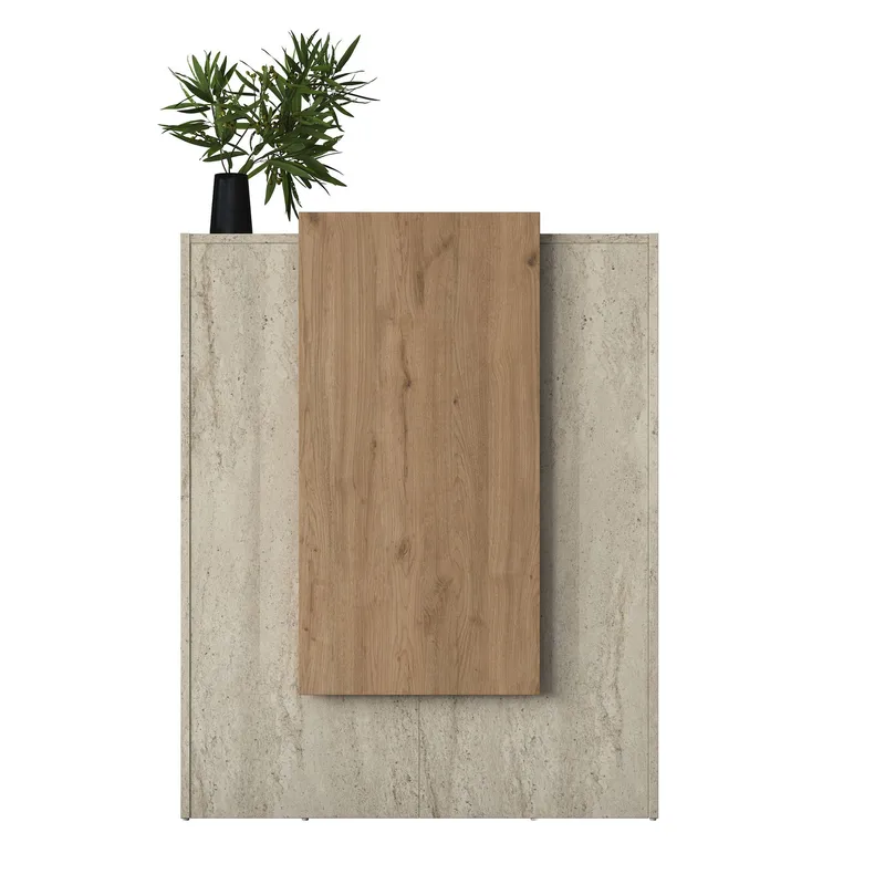 Resepsjonsbord Wallxpert Cleo Shelf (90 x 110 x 40 cm) travertin valnøtt - Travertin og valnøtt - Møbler - Bord - Avlastningsbord & sidobord - Konsollbord & gangbord