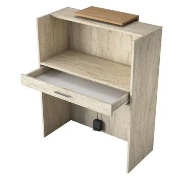 Resepsjonsbord Wallxpert Cleo Shelf (90 x 110 x 40 cm) travertin valnøtt - Travertin og valnøtt - Møbler - Bord - Avlastningsbord & sidobord - Konsollbord & gangbord