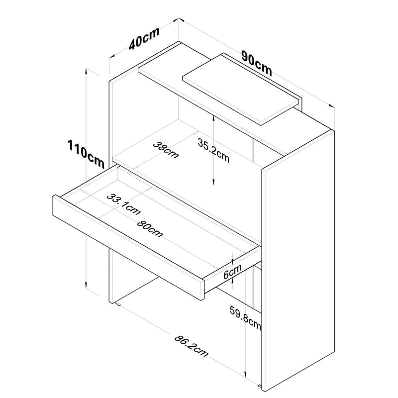 Resepsjonsbord Wallxpert Cleo Shelf (90 x 110 x 40 cm) travertin valnøtt - Travertin og valnøtt - Møbler - Bord - Avlastningsbord & sidobord - Konsollbord & gangbord