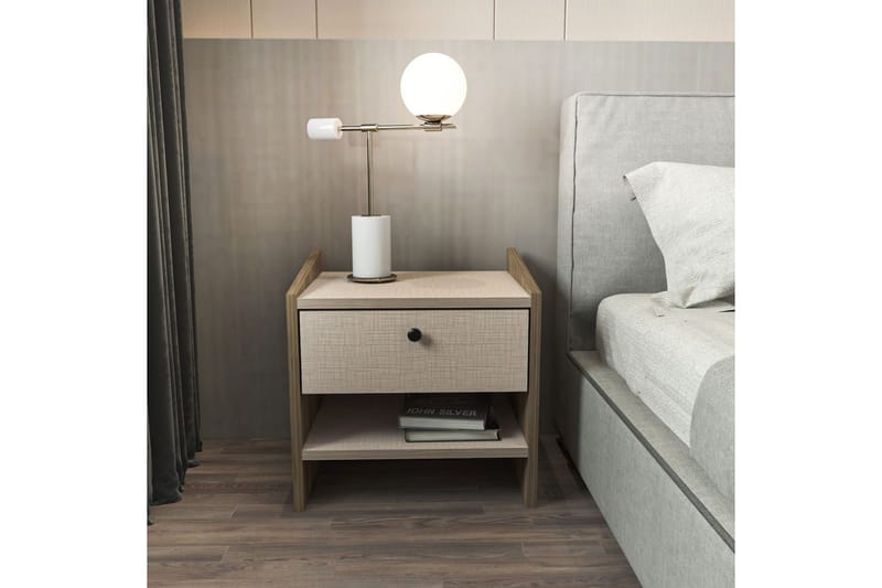 Retzow Nattbord - Valnøtt/Beige - Møbler - Bord - Avlastningsbord & sidobord - Sengebord & nattbord