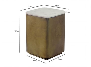 Rovian kvadratisk sidebord 33 cm i metall med marmorplate - hvit antikk gull - Møbler - Bord - Avlastningsbord & sidobord - Brettbord og småbord