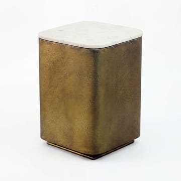 Rovian kvadratisk sidebord 33 cm i metall med marmorplate - hvit antikk gull - Møbler - Bord - Avlastningsbord & sidobord - Brettbord og småbord