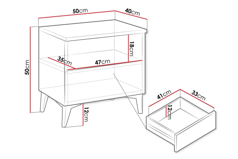 Royston Nattbord 50 cm - Beige - Møbler - Bord - Avlastningsbord & sidobord - Sengebord & nattbord