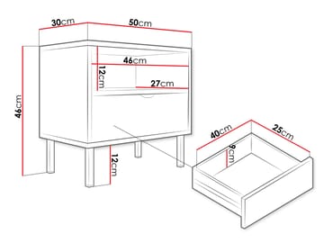 Salmor Nattbord 50 cm - Hvit - Møbler - Bord - Avlastningsbord & sidobord - Sengebord & nattbord